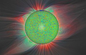 La surface solaire et son champ magnétique, à partir des données du satellite SDO de la NASA. - Tahar Amari / Centre de physique théorique et S. Habbal / M. Druckmüller