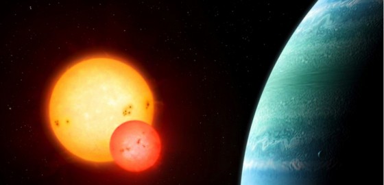 L'exoplanète Kepler-453b et ses deux soleils. © Kepler