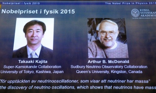 فوز الياباني تاكاكي كاجيتا والكندي آرثر بي مكدونالد بجائزة نوبل للفيزياء لعام 2015 theguardian.com