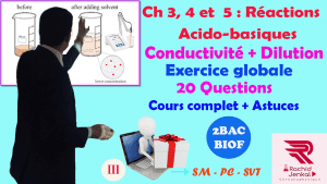 Ch 3,4 et 5 : 2 BAC BIOF - Réactions acido-basiques, Exercice (20 Questions) (Partie3), Conductivité, Dilution,JENKAL RACHID
