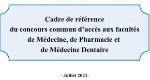 Cadre de référence du concours commun d’accès aux facultés de Médecine, de Pharmacie et de Médecine Dentaire 2021 2022