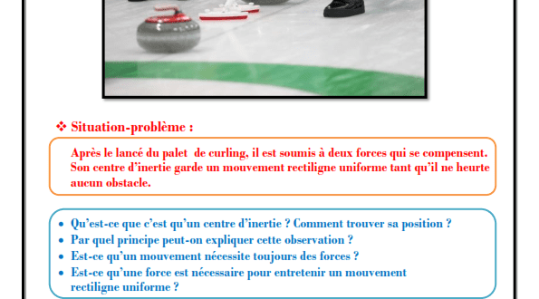 Chapitre 4 : Le principe d'inertie : Cours , Activités , Exercices d'application , TCS BIOF , Pr JENKAL RACHID