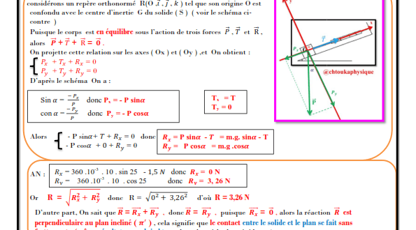 ♣ Chapitre 6 : équilibre d’un solide soumis à trois forces non parallèles , Cours , Activités , Exercices d'application , TCS BIOF , Pr JENKAL RACHID