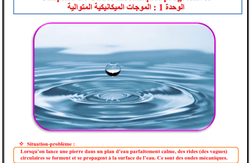 Chapitre 1 : Ondes mécaniques progressives : Cours , Activités , Exercices , 2BAC BIOF, Pr JENKAL RACHID