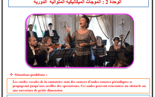 ♦ Chapitre 2 : Ondes mécaniques progressives périodiques , Cours , Activités , Exercices d'application , 2BAC BIOF ,Pr JENKAL RACHID