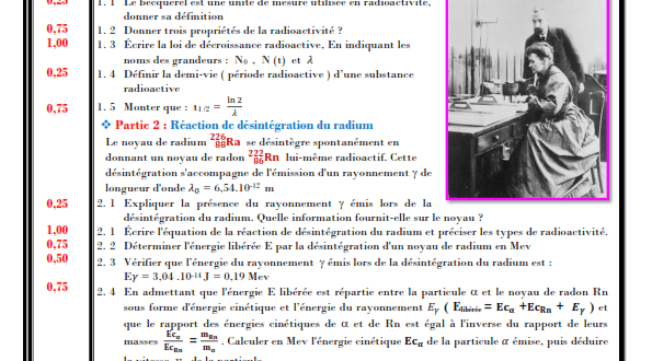 Devoir Surveillé N° 2 semestre 1 : Transformations nucléaires, état d'équilibre d'un système chimique , 2BAC BIOF ,SM , SP , 2019-2020 : Pr JENKAL RACHID,