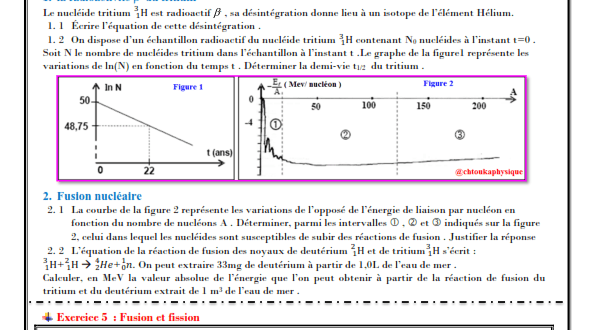 ♣Série d'exercices N° 5 : Noyaux , masse et énergie , 2BAC BIOF : SM et SP , Pr JENKAL RACHID,