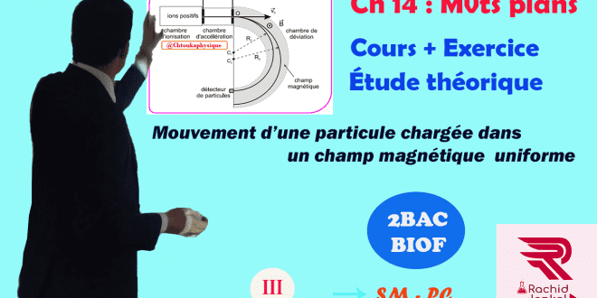 Ch 14 : Mouvement d'une particule chargée dans un champ magnétique uniforme ( Vidéo ) : 2BAC BIOF , étude théorique / Exercice , Pr JENKAL RACHID
