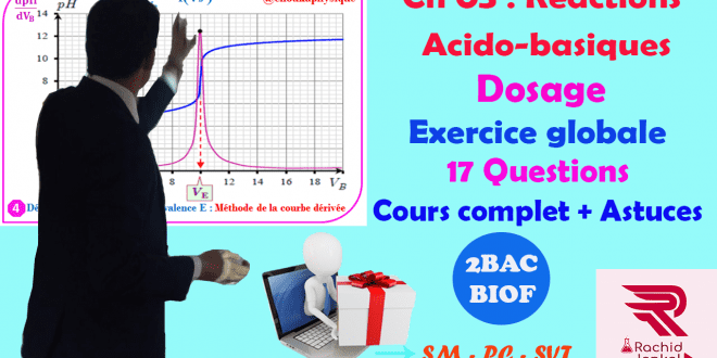 Ch 05 : 2 BAC BIOF- Réactions acido-basiques: Dosage, Exercice corrigé (17 Questions)+ cours complet , Pr JENKAL RACHID,