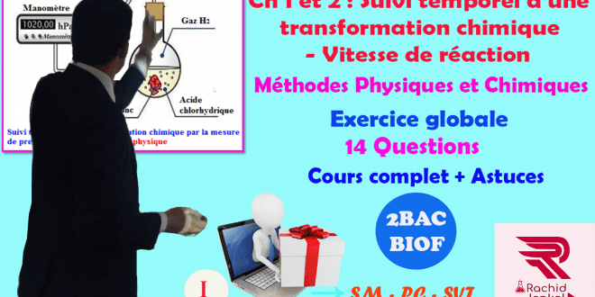 Ch 2 : 2BACBIOF- Suivi temporel d'une transformation chimique - Vitesse de réaction ( Vidéo )(1): Méthodes physiques et chimiques