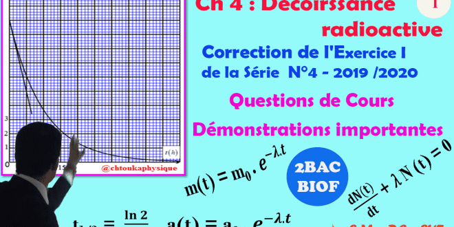 2BAC BIOF - Correction de l'exercice 1 de la série N° 4: Décroissance radioactive : Questions de cours : Définitions et Démonstrations importantes en nucléaire