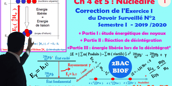 ♣ 2BAC BIOF - Correction de l'Exercice 1 du Devoir Surveillé N°2 Semestre 1 , Nucléaire, 2019-2020, Pr JENKAL RACHID (1)