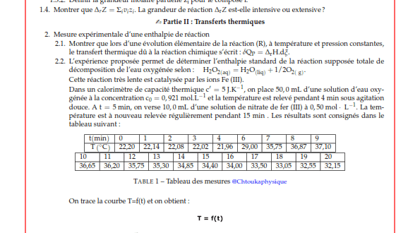 Thermochimie - Préparation aux concours - CPGE - CNC - CCP - ENS - E3A - X/ENS - Agrégation - Pr Agrégé JENKAL RACHID 